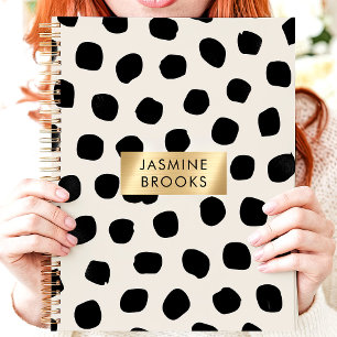 Schwarz-Weiß-Polka-Dot-Individuelle Name Planer