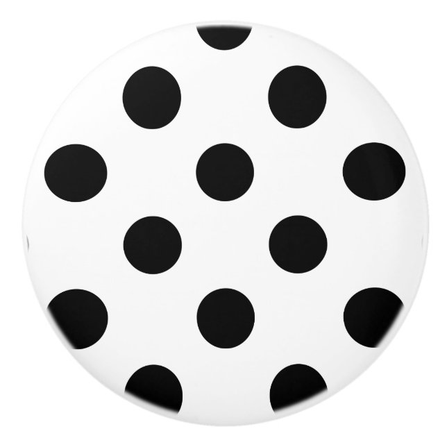 Schwarz-Weiß-Polka-Dot Keramikknauf (Vorderseite)