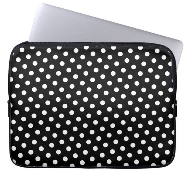 Schwarz-Weiß-Polka-Dot-Laptop-Sieb Laptopschutzhülle (Vorderseite)