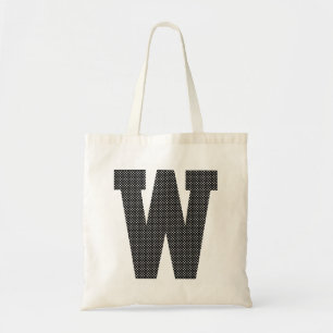Schwarz-Weiß-Polka-Dot-Monogramm Tragetasche