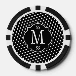 Schwarz-Weiß-Polka-Dot-Muster Pokerchips
