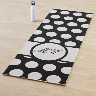 Schwarz-Weiß-Polka Dot Niedlich Mit Monogramm Yogamatte