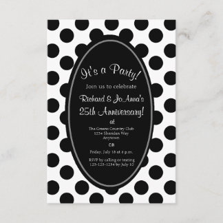 Schwarz-Weiß-Polka-Dot-Party Einladung