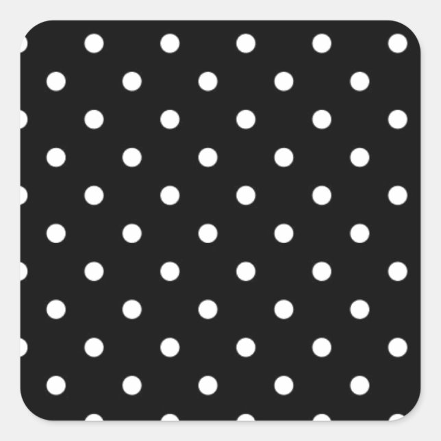Schwarz-Weiß-Polka-Dot Quadratischer Aufkleber (Vorderseite)