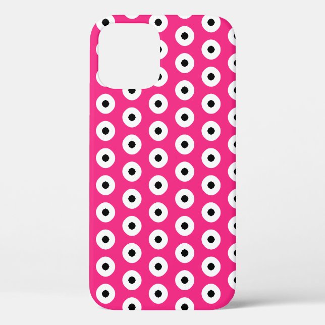 Schwarz/Weiß Polka Dot Rosa Hintergrund (änderbar) Case-Mate iPhone Hülle (Rückseite)