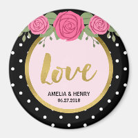 Schwarz-Weiß-Polka-Dot-Rose Hochzeit Liebe