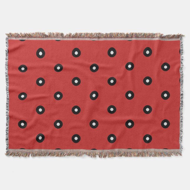 Schwarz/Weiß Polka Dot Roter Hintergrund (änderbar Decke (Vorderseite)