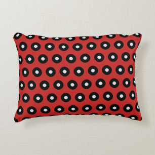 Schwarz/Weiß Polka Dot Roter Hintergrund (änderbar Zierkissen