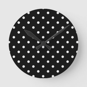 Schwarz-Weiß-Polka-Dot Runde Wanduhr