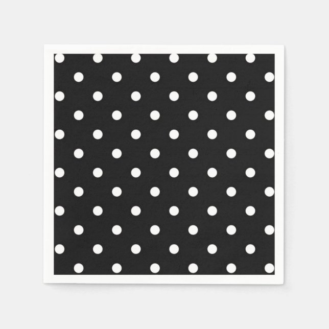 Schwarz-Weiß-Polka-Dot Serviette (Vorderseite)