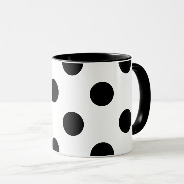 Schwarz-Weiß-Polka-Dot Tasse (VorderseiteRechts)