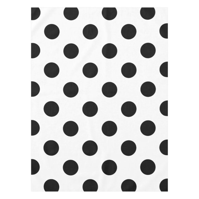 Schwarz-Weiß-Polka-Dot Tischdecke (Vorderseite)