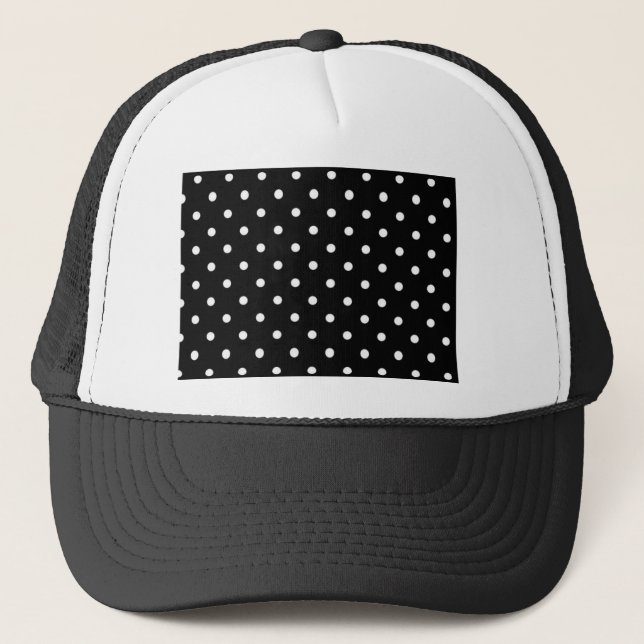 Schwarz-Weiß-Polka-Dot Truckerkappe (Vorderseite)