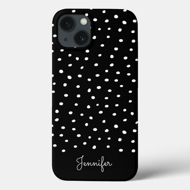Schwarz-Weiß-Polka-Dotmuster mit Monogramm Case-Mate iPhone Hülle (Rückseite)