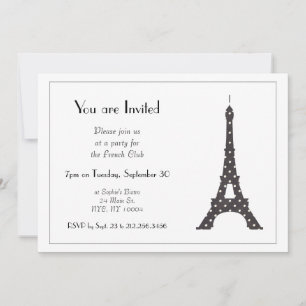 Schwarz-Weiß-Polka-Dots-Eiffelturm Einladung