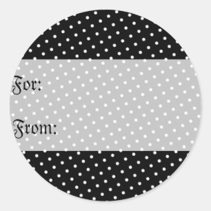 Schwarz-Weiß-Polka-Dots-Geschenk-Tag Runder Aufkleber