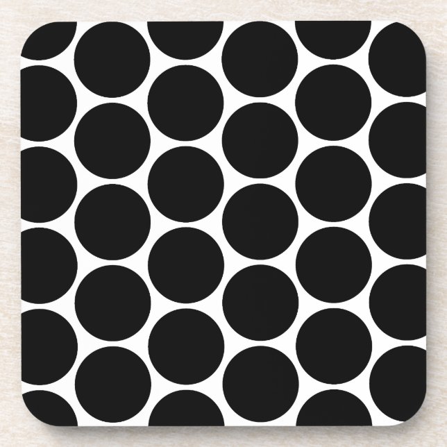 Schwarz-Weiß-Polka-Dots-Muster Küste Untersetzer (Vorderseite)