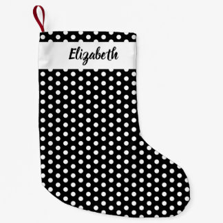 Schwarz-Weiß-Polka-Dots Personalisiert Kleiner Weihnachtsstrumpf