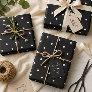 Schwarz-Weiß-Polka-Dots-Umschlagpapier Geschenkpapier