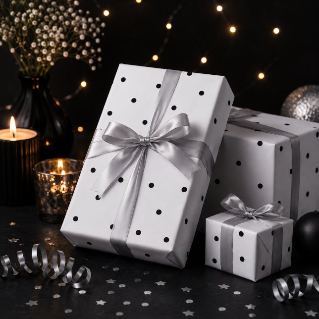 Schwarz-Weiß-Polka-Dots-Umschlagpapier Geschenkpapier (Von Creator hochgeladen)
