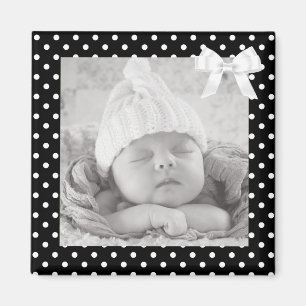 Schwarz-Weiß-Polka-Foto-Magnet Magnet