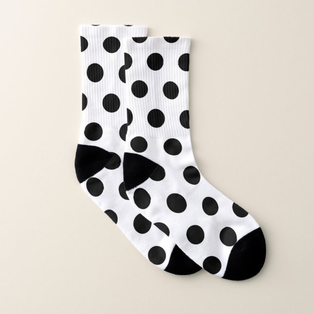 Schwarz-Weiß-Polka-Punkt Socken (Paar)