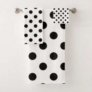 Schwarz-Weiß-Polka-Punkte Badhandtuch Set