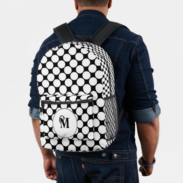 Schwarz-Weiß-Polka-Punkte Bedruckter Rucksack (Insitu (Modell))
