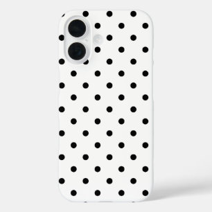 Schwarz-Weiß-Polka-Punkte iPhone 16 Hülle