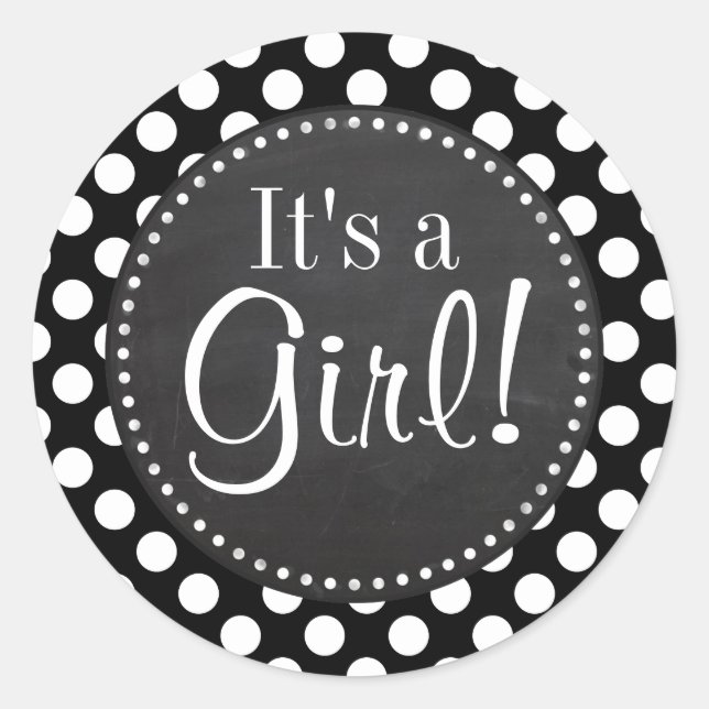 Schwarz-Weiß-Polka-Punkte; Chalkboard-Look Runder Aufkleber (Vorderseite)