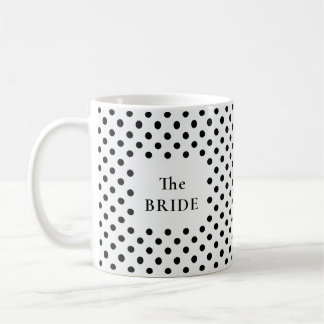Schwarz-Weiß-Polka-Punkte Die BRAUT Kaffeetasse