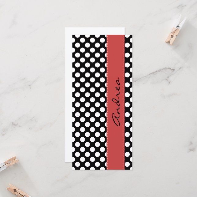 Schwarz-Weiß-Polka-Punkte, Dotter, Ihr Name (Vorderseite/Rückseite Beispiel)