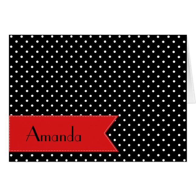 Schwarz-Weiß-Polka-Punkte, Dotter, Ihr Name (Vorderseite (Horizontal))