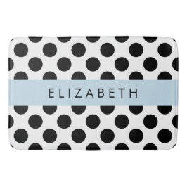 Schwarz-Weiß-Polka-Punkte, Dotter, Ihr Name Badematte