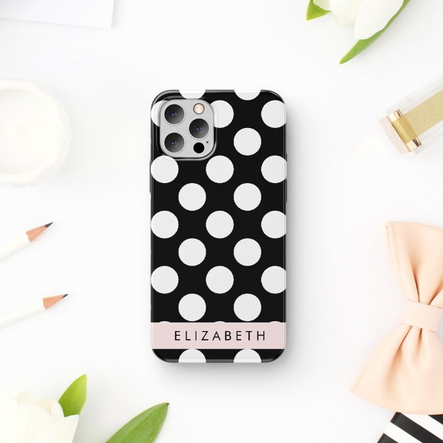 Schwarz-Weiß-Polka-Punkte, Dotter, Ihr Name Case-Mate iPhone Hülle (Von Creator hochgeladen)