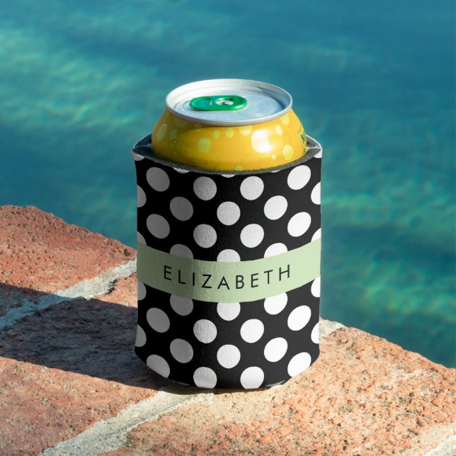 Schwarz-Weiß-Polka-Punkte, Dotter, Ihr Name Dosenkühler (In Situ Pool)