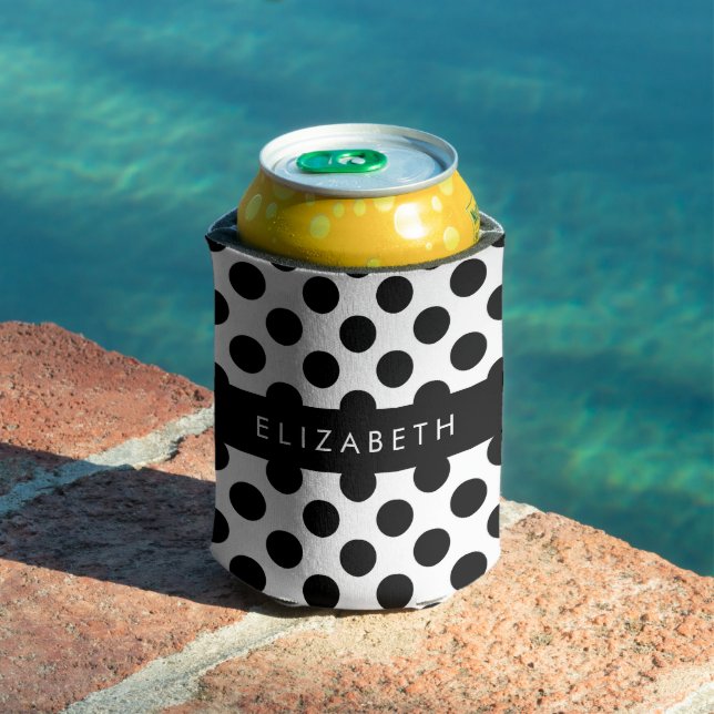 Schwarz-Weiß-Polka-Punkte, Dotter, Ihr Name Dosenkühler (In Situ Pool)