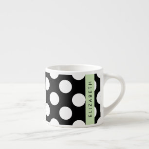 Schwarz-Weiß-Polka-Punkte, Dotter, Ihr Name Espressotasse