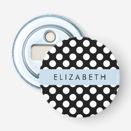 Schwarz-Weiß-Polka-Punkte, Dotter, Ihr Name Flaschenöffner