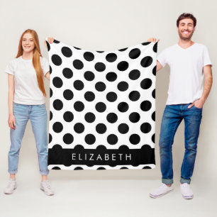 Schwarz-Weiß-Polka-Punkte, Dotter, Ihr Name Fleecedecke