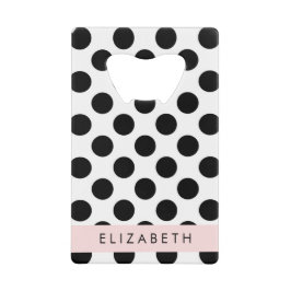 Schwarz-Weiß-Polka-Punkte, Dotter, Ihr Name Geldbeutel Flaschenöffner