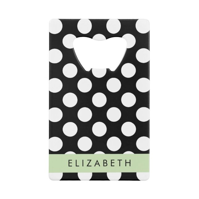 Schwarz-Weiß-Polka-Punkte, Dotter, Ihr Name Geldbeutel Flaschenöffner (Vorderseite)