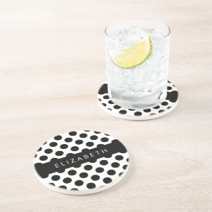Schwarz-Weiß-Polka-Punkte, Dotter, Ihr Name Getränkeuntersetzer