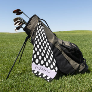 Schwarz-Weiß-Polka-Punkte, Dotter, Ihr Name Golfhandtuch