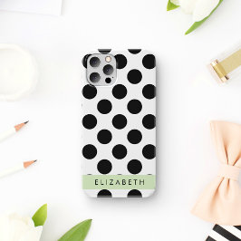 Schwarz-Weiß-Polka-Punkte, Dotter, Ihr Name iPhone 16 Hülle