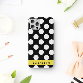 Schwarz-Weiß-Polka-Punkte, Dotter, Ihr Name iPhone 16 Hülle