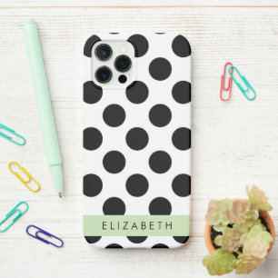 Schwarz-Weiß-Polka-Punkte, Dotter, Ihr Name iPhone 12 Pro Hülle