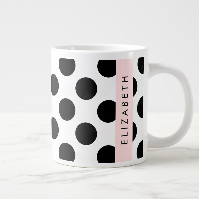 Schwarz-Weiß-Polka-Punkte, Dotter, Ihr Name Jumbo-Tasse (Rechts)