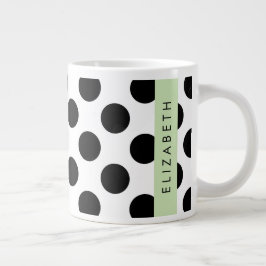Schwarz-Weiß-Polka-Punkte, Dotter, Ihr Name Jumbo-Tasse