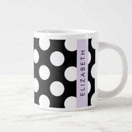 Schwarz-Weiß-Polka-Punkte, Dotter, Ihr Name Jumbo-Tasse